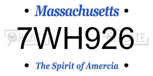 7WH926 Massachusetts License Plate