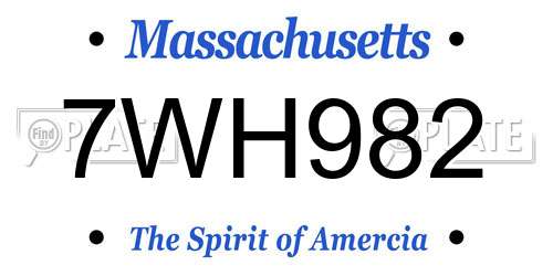 7WH982 Massachusetts License Plate