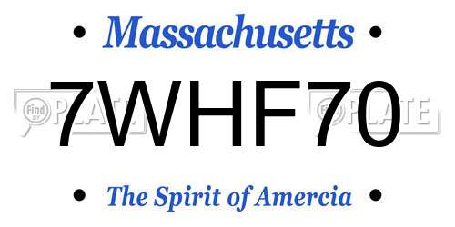 7WHF70 Massachusetts License Plate