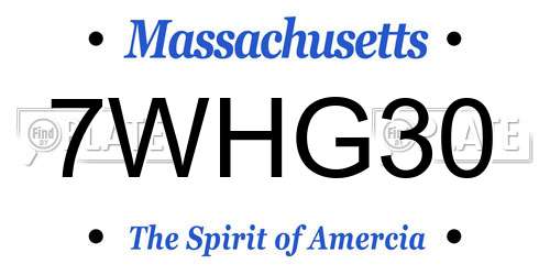 7WHG30 Massachusetts License Plate