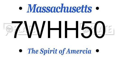 7WHH50 Massachusetts License Plate
