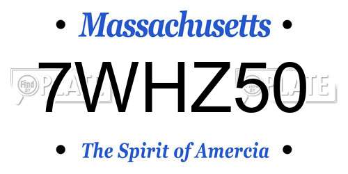 7WHZ50 Massachusetts License Plate