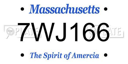 7WJ166 Massachusetts License Plate