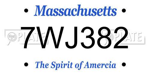 7WJ382 Massachusetts License Plate