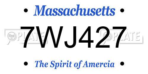 7WJ427 Massachusetts License Plate