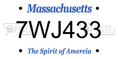 7WJ433 Massachusetts License Plate