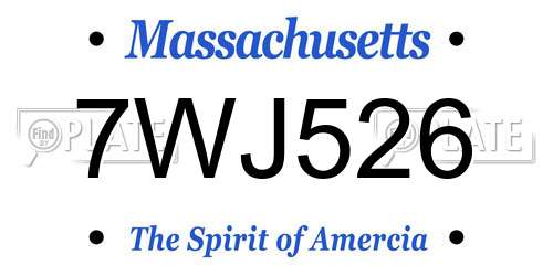7WJ526 Massachusetts License Plate