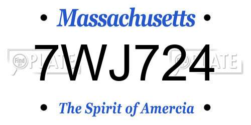 7WJ724 Massachusetts License Plate