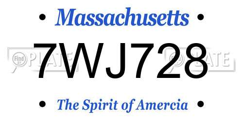 7WJ728 Massachusetts License Plate