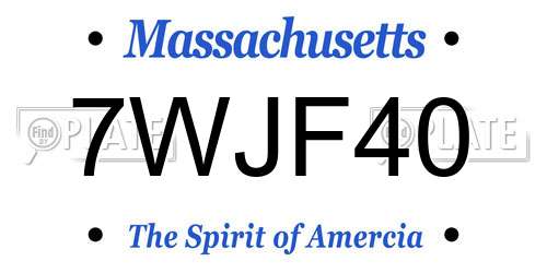 7WJF40 Massachusetts License Plate