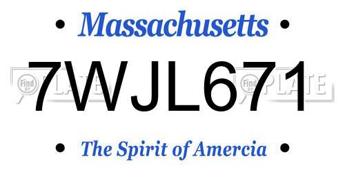7WJL671 Massachusetts License Plate