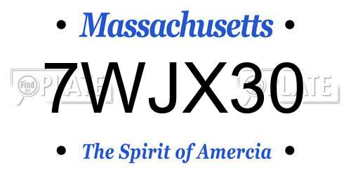 7WJX30 Massachusetts License Plate