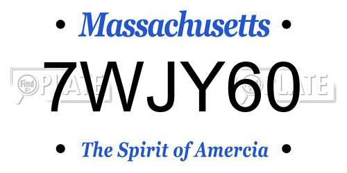 7WJY60 Massachusetts License Plate