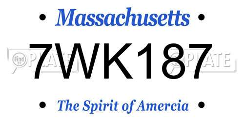 7WK187 Massachusetts License Plate