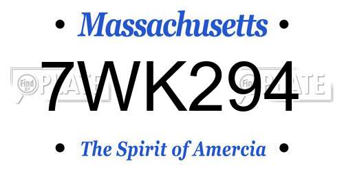 7WK294 Massachusetts License Plate