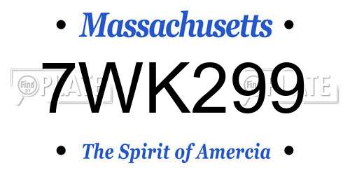 7WK299 Massachusetts License Plate