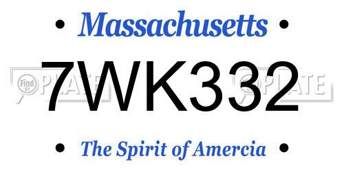 7WK332 Massachusetts License Plate