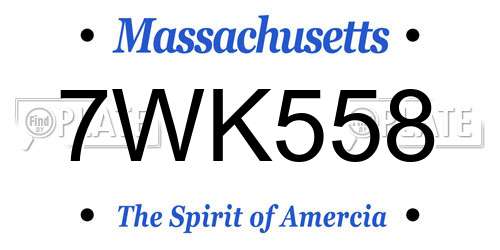 7WK558 Massachusetts License Plate