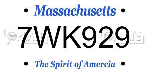 7WK929 Massachusetts License Plate