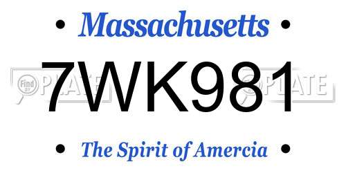 7WK981 Massachusetts License Plate