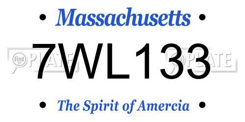 7WL133 Massachusetts License Plate
