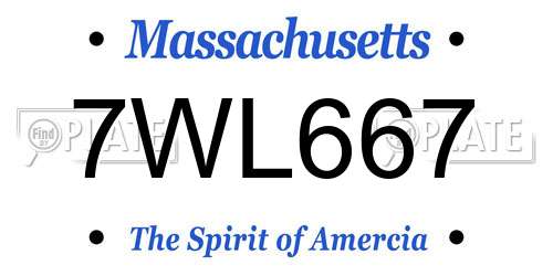 7WL667 Massachusetts License Plate