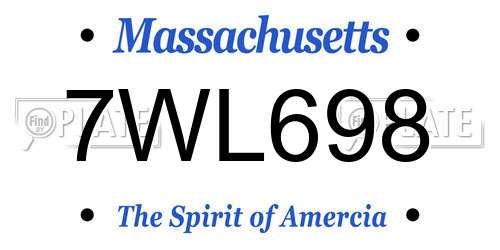 7WL698 Massachusetts License Plate