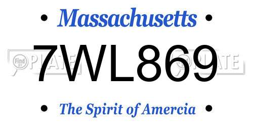 7WL869 Massachusetts License Plate