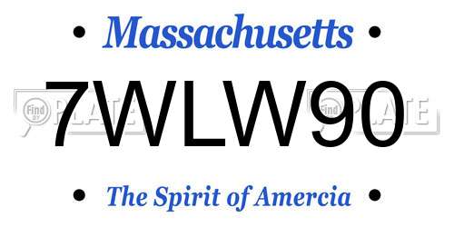7WLW90 Massachusetts License Plate