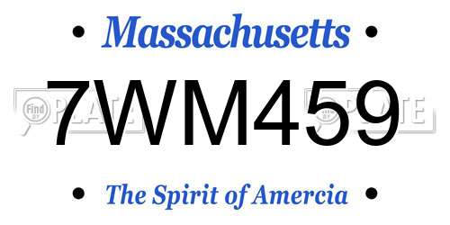 7WM459 Massachusetts License Plate