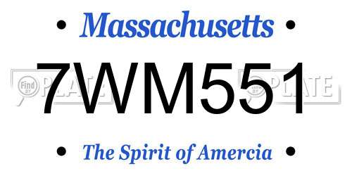7WM551 Massachusetts License Plate