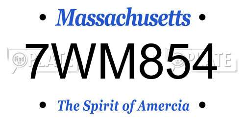 7WM854 Massachusetts License Plate