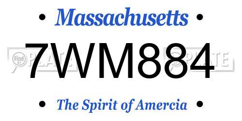 7WM884 Massachusetts License Plate