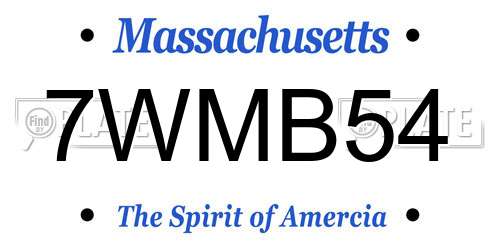 7WMB54 Massachusetts License Plate