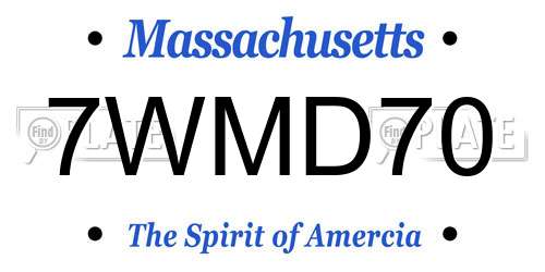 7WMD70 Massachusetts License Plate