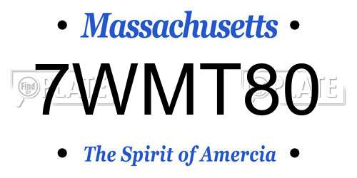 7WMT80 Massachusetts License Plate