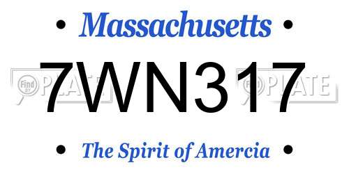 7WN317 Massachusetts License Plate