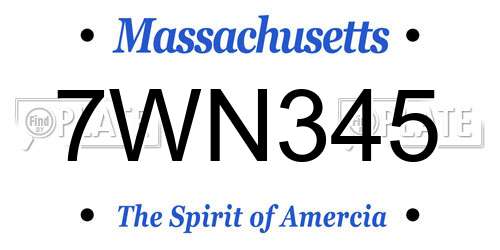 7WN345 Massachusetts License Plate