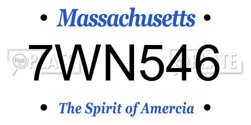 7WN546 Massachusetts License Plate