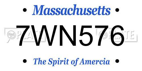 7WN576 Massachusetts License Plate