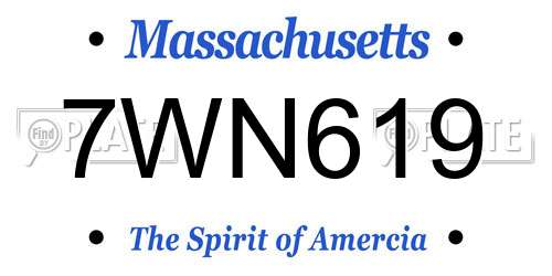 7WN619 Massachusetts License Plate