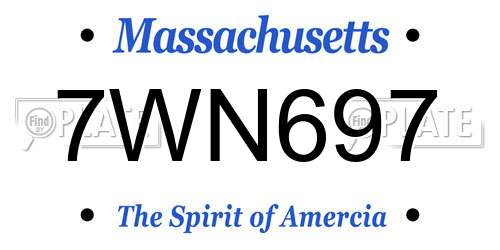 7WN697 Massachusetts License Plate