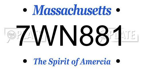 7WN881 Massachusetts License Plate
