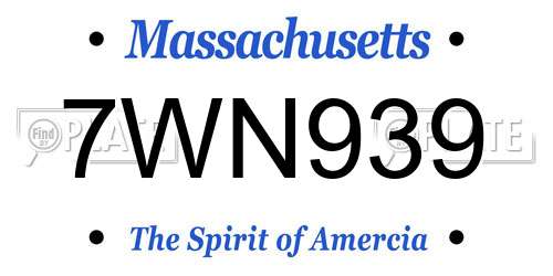 7WN939 Massachusetts License Plate