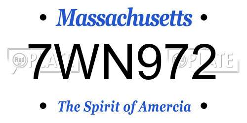 7WN972 Massachusetts License Plate