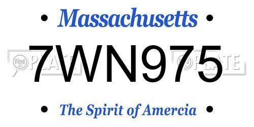 7WN975 Massachusetts License Plate