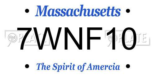 7WNF10 Massachusetts License Plate