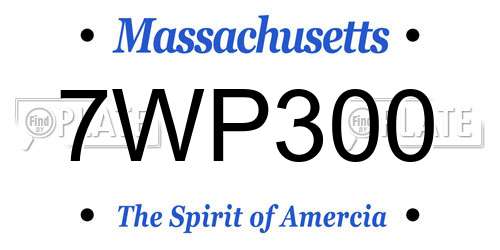 7WP300 Massachusetts License Plate