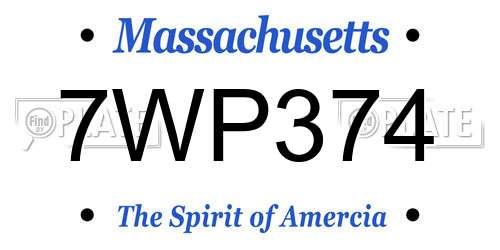 7WP374 Massachusetts License Plate