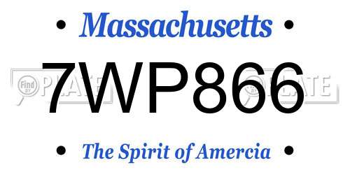 7WP866 Massachusetts License Plate